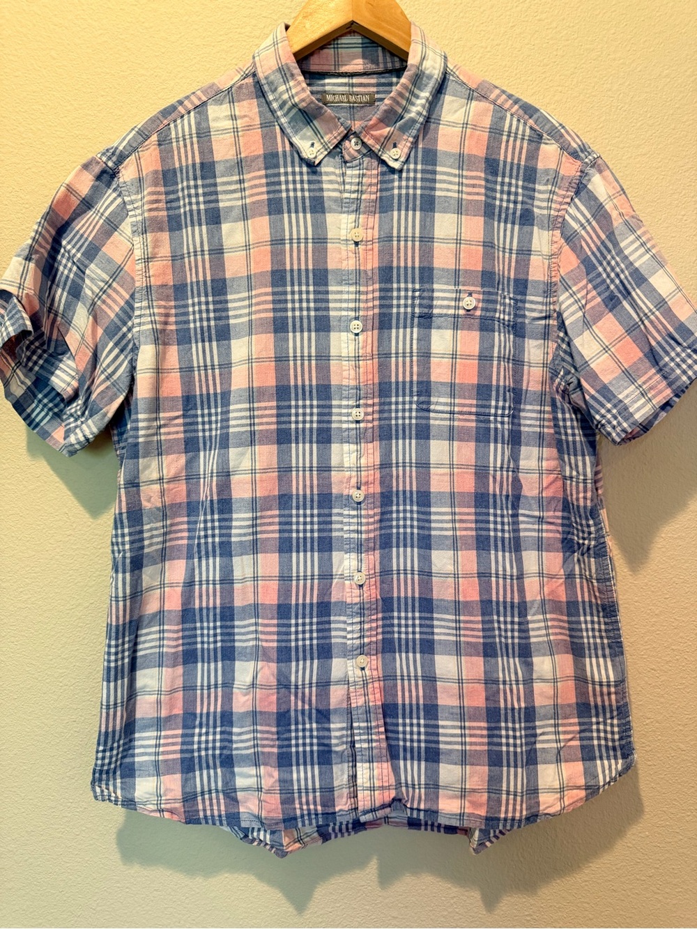 Michael Bastian Men’s Large Plaid Short Sleeve Button Down Shirt #0130
